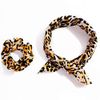 WHITE FANG Scrunchie Hair Elastic Leopard Pattern Leopard Ponytail Ribbon Casual Women's ZA019 (02: Brown)