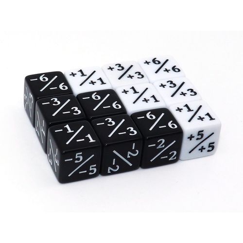 CREEBUY 12Pcs Dice Counters Token Loyalty Dice D6 Dice Cube Compatible with MTG,Magic The Gathering, CCG, Card Games Accessory (Black White)