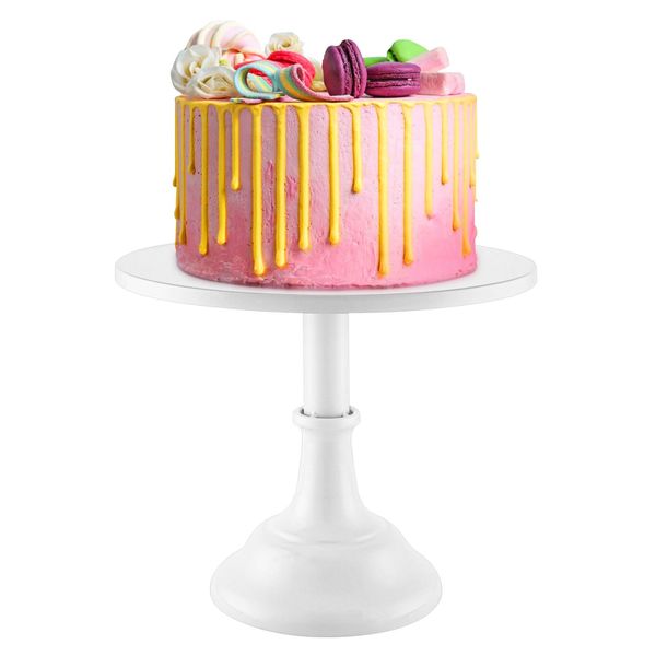 Holdfiturn Cake Stand 10 Inch Round Cake Plate Pedestal Modern Dessert Display Cup Cake Display Stand with Pedestal for Party Wedding Birthday Party (White)