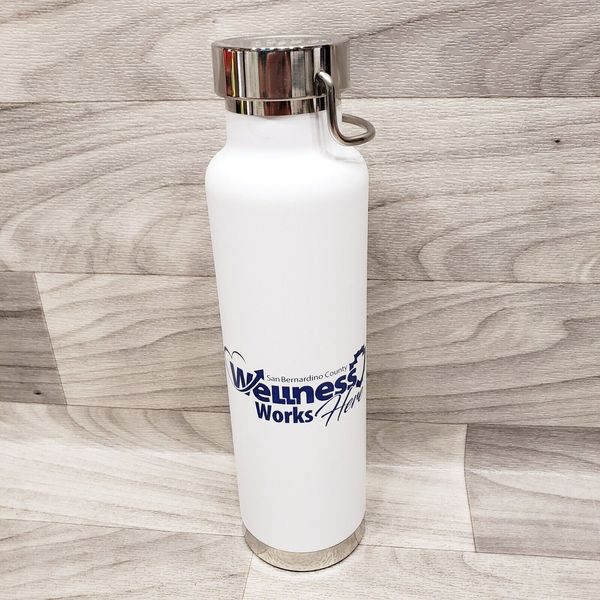 San Bernadino County Wellness Works Here Insulated Water Bottle NEW White