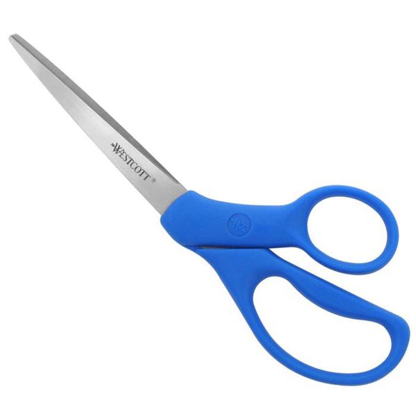 Westcott All Purpose Preferred Stainless Steel Scissors, 8" Bent, Blue, Single