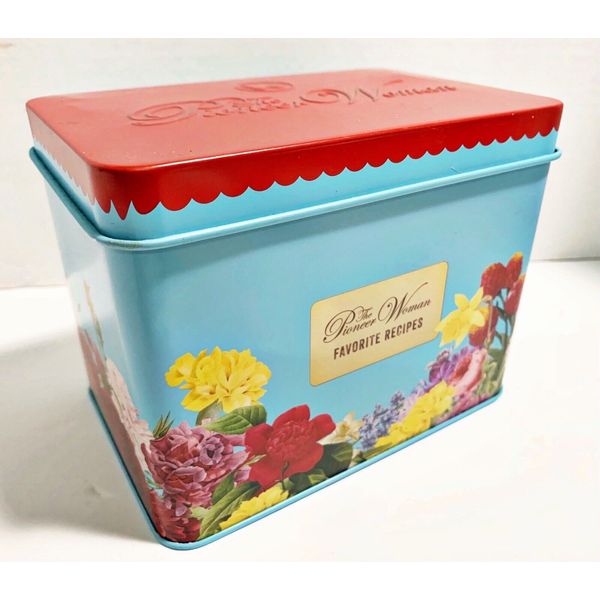 The Pioneer Woman Favorite Recipes Tin Recipe Box Ree Drummond Floral Turquoise