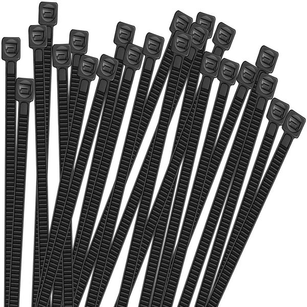 Outdoor Durable Weatherproof Cable Tie Cable Tie Cable Self-Locking Wire Black Cable Tie Zip 100pcs (3.6*200 mm)