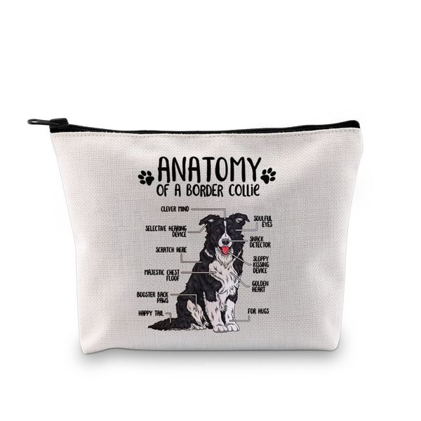 Border Collie Make-up-Tasche, Anatomie eines Border Collie, Geschenk für Hundeliebhaber, Geschenk für Border Collie Mama, Anatomie eines Border Collie Ku, modisch