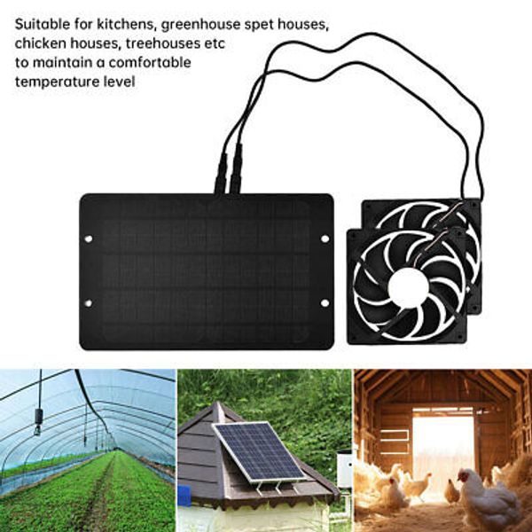 12V 10W Solar Panel Exhaust Vent Ventilation Fan for Sheds Dog Coop Greenhouse