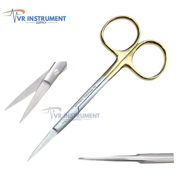 T/C Germany Inserts Operating Dissecting Iris Scissors Straight 4.5" Sharp/Sharp