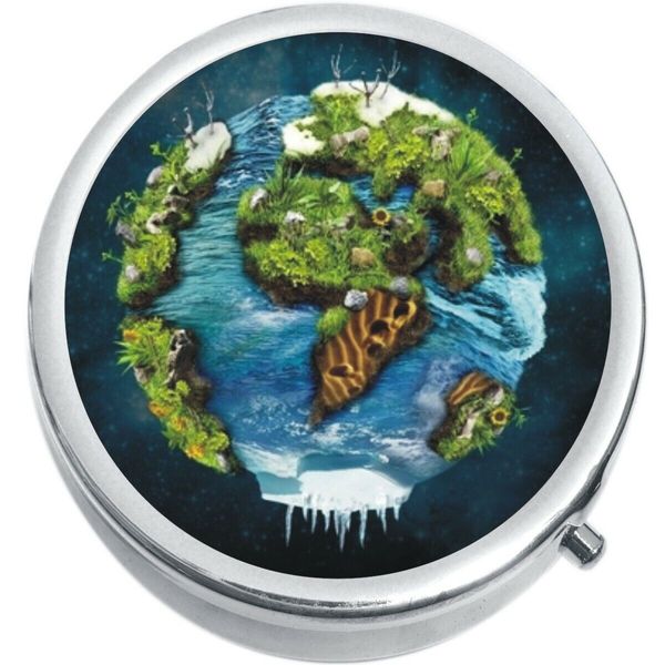 Planet Earth Art Medicine Vitamin Compact Pill Box