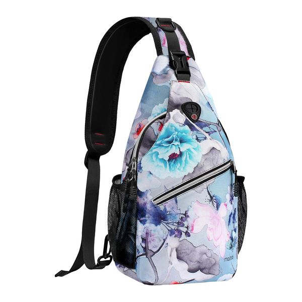 MOSISO Sling Backpack,Travel Hiking Daypack Pattern Rope Crossbody Shoulder Bag, Ink-wash Painting