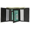 100% Leather Tri-fold Mens Wallet Black #961107