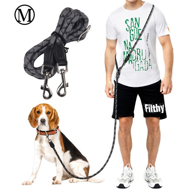 CHMKSTC Dog Leash Shoulder Leash Shoulder Leash Hands-Free Dog Training for Small and Medium Dogs, 5 in 1 Multi-functional, Total Length 10.6 ft (2.6 m), Diameter 3.0 inches (10 mm), Up to 110.2 lbs (50 kg), Can Be Pulled Two Dogs Simultaneously With Both