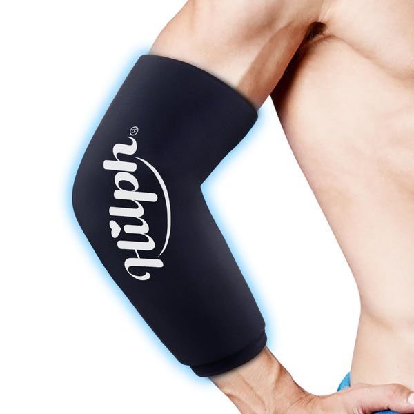 Hilph Elbow Ice Pack for Tendonitis, Wearable Cold Compression Sleeve for Tennis Elbow & Golfers Arm Ice Pack Wrap for Sport Injuries, Ice Gel Wrap for Knee Calf Elbow - M