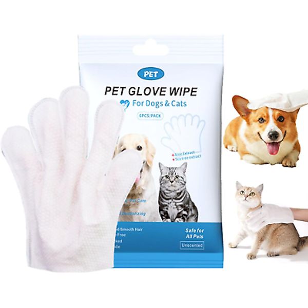 Pet Bath Wipes for Dogs and Cats 6 Pcs，Dog Wipes Thickened Material Cleaning Deo