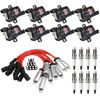 8X Ignition Coil+Spark Plug + Wire set For Chevy Silverado GMC Sierra UF262 D585