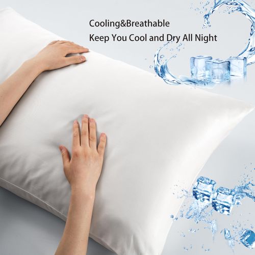 NookZuzu White Bamboo Pillowcases Set of 2,Standard 20"x26" Envelope Cooling Pillow Case,Bamboo Pillow Cover Cool Silky Breathable for Hot Sleepers and Those Who are Prone to Sweating