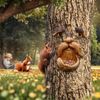 Bird Feeders with Tree Faces - Outdoor Tree Art Decorations - Surprise Present