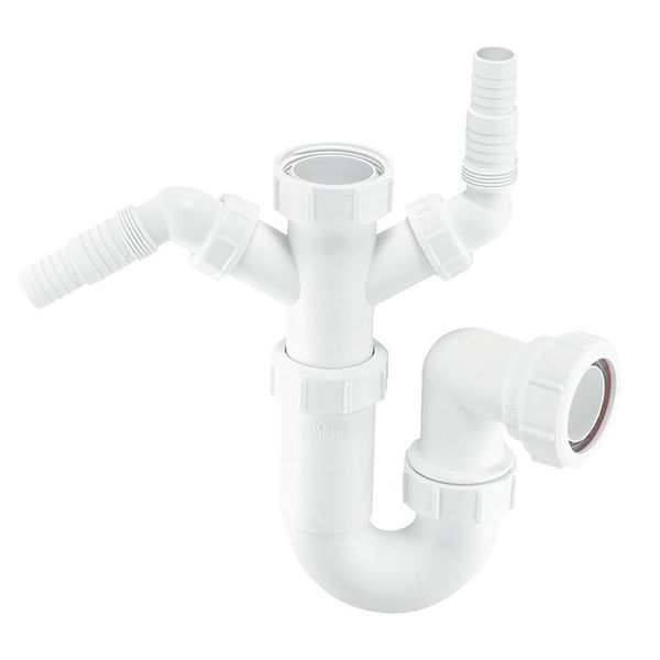 McAlpine WM11 Sink Trap with Twin 135 Degree Nozzles, White