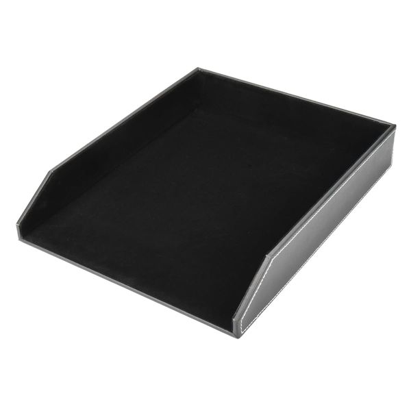 Anni Letter Case A4 Size Document Tray PU Leather Durable Home Office Desktop Book File (Black)