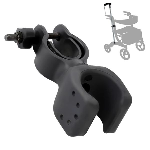 Walking Cane Clip Holder, 360 Degree Rotation Wheelchair Walking Stick Rack Stable for Electric Scooters