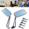 Motorcycle Rectangle Rearview Mirror 8mm 10mm Blue Lens Side Mirrors 360 Chrome