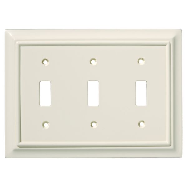 BRAINERD 126448 Wood Architectural Triple Toggle Switch Wall Plate / Switch Plate / Cover, Light Almond