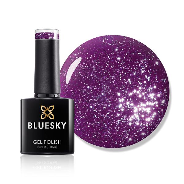 Bluesky Gel Nail Polish, Mulled Wine CS29, Purple Glitter, Long Lasting, Chip Resistant, 10 ml (Requires Drying Under UV LED Lamp)