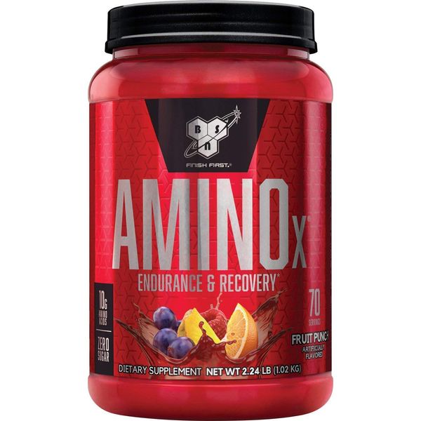 BSN Amino X Muscle Recovery & Endurance Powder with BCAAs, Intra Workout Support, 10 Grams of Amino Acids, Keto Friendly, Caffeine Free, Flavor: Fruit Punch, 70 Servings (Packaging May Vary)