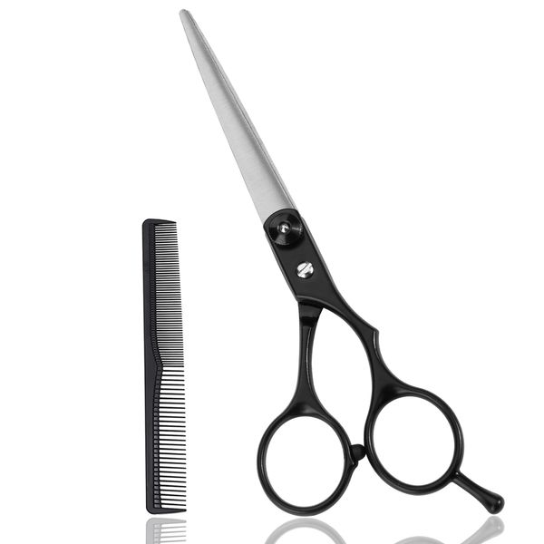 Fcysy Hair Cutting Scissors Hair Shears, 6 Inches Haircut Scissors Barber Shears Hair Dresser Scissors with Comb, Hair Scissors Bang Trimming Scissors Haircutting Kit for Beginners Women Men Dogs