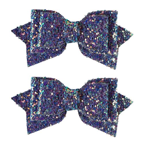 3" Small Cute Glitter Hair Bows Handmade Sparky Purple Sequins Bow Alligator Clips Hair Pins Barrettes,Mermaid outfit Costume Decor Accessories Gift for Teens Toddlers Baby Girls