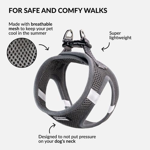 CollarDirect Step-in Reflective Dog Harness - Any Weather Air Mesh for Small and Medium Dogs Easy to Put On and Off (Size S, Grey)