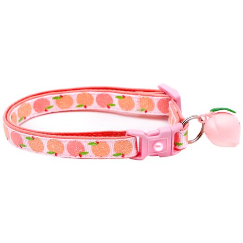 Peach Cat Collar with Bell | Safety Breakaway Collar | Adjustable Large Size or Kitten (Large(10lbs & Up), Pink)