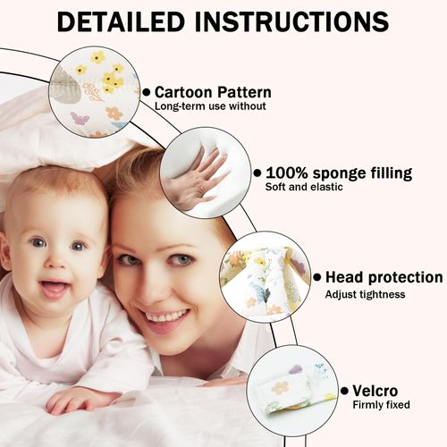Baby Head Protector Baby Helmet for Crawling Walking, No Bumps Safety Head Adjustable Protective Cap for Walking, Playing - White Animal Flower