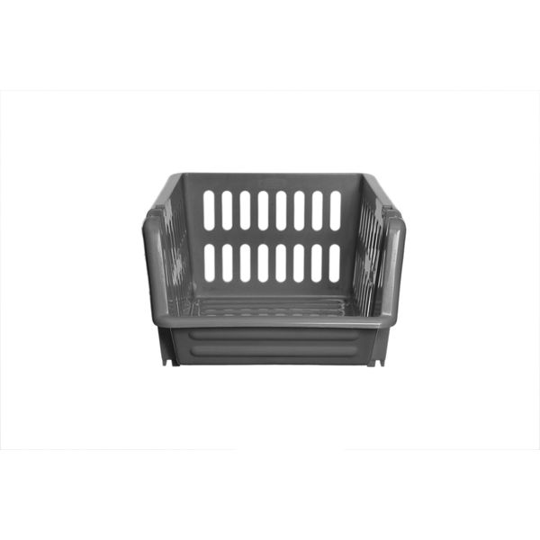 Pack of 3 , Stackable Storage Baskets Plastic Stacking Basket Set, Household Stackable organizer (Grey)