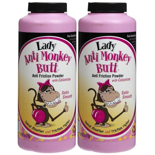 Lady Anti Monkey Butt Sweat Absorbing and Friction Fighting Body Powder - 6 oz - 2 pk