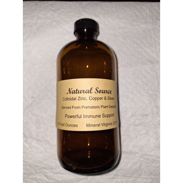 Natural Source Colloidal Zinc, Silver & Copper - 16 oz glass bottle (free ship)