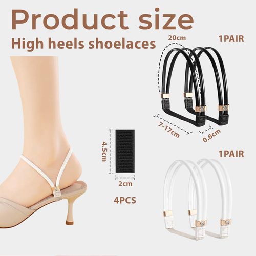 Goiern 2 Pairs of High Heels Shoe Straps, Removable Shoe Laces, Women's Shoe Laces for High Heels, Elastic High Heels Shoe Straps, Adjustable Straps Sandal Shoelaces