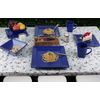 16 Pcs Square Beaded Stoneware Dinnerware set - Blue, 16 Piece, Square Beaded