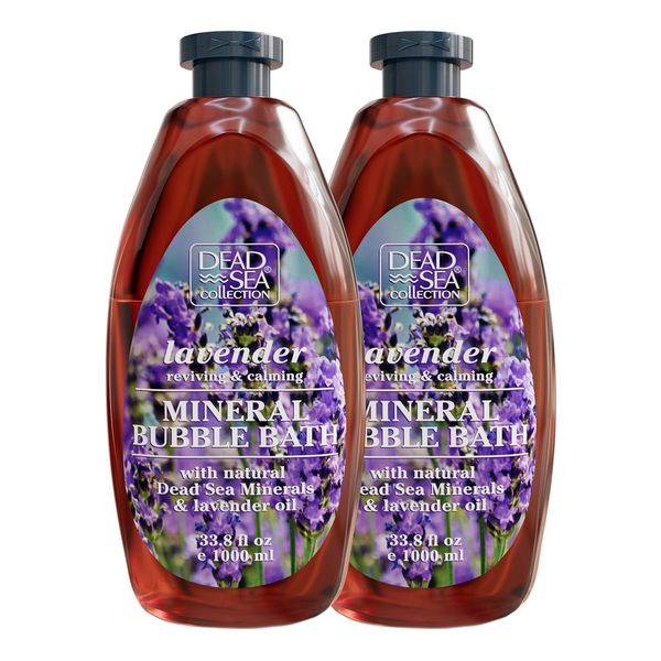 Dead Sea Collection Bubble Bath for Women and Men - with Lavender Oil and Natural Minerals - Nourishing and Moisturizing Skin - Pack of 2 (67.6 fl.oz)