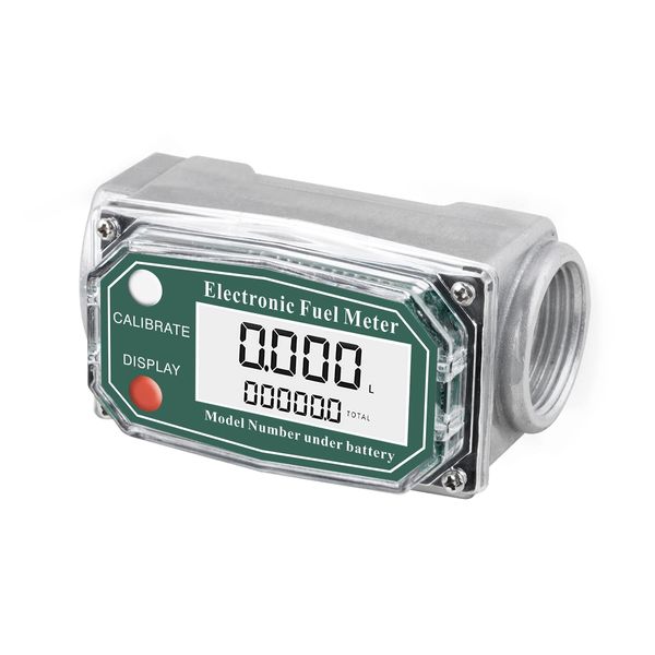 Epidioxi Digital Flow Meter, Turbine Flow Meter, High Accuracy, ±1% Instantaneous/Accumulated Flow Meter, Stainless Steel, Water, Fuel, Gasoline, Diesel, Kerosene, Methanol (1 Inch Meter)