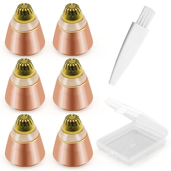 Flawless-Replacement Heads, Compatible with Finishing Touch Flawless Eyebrow Hair Remover Tool As Seen On TV, Perfect Touch and Smooth Finishing, Rose Gold (6Pcs), with Cleaning Brush & Case Storage