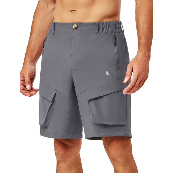 Little Donkey Andy Men's Stretch Quick Dry Cargo Shorts for Hiking, Camping, Travel Grey Size S