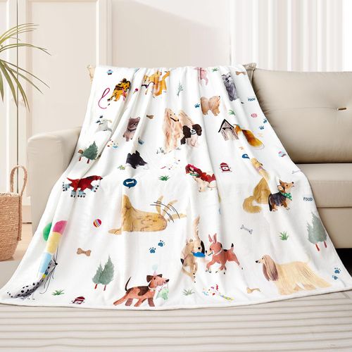Dog Blanket Watercolor Puppy Animal Themed Throw Blanket Ultra Soft Pet Blanket Gifts for Dog Lover Throw Cozy Flannel Bed Cover Lightweight Fuzzy Plush Couch Cover 50" X 60"
