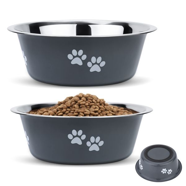 2 Pack Dog Bowls (860ML), Stainless Steel Dog Bowls with Nonslip Silicone Bottom, Pet Feeding Bowls for Cat, Pups-Food and Water Bowls for Small Medium Dogs