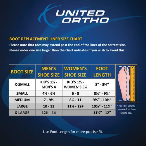 United Ortho 14017R Short Cam Walker Fracture Boot Liner, Large