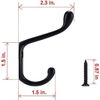 Modern Wall Mounted Coat Hooks, Double Prong, 10 Pack, Black with Hardware