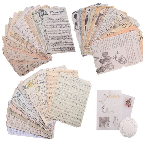 51 Stück Scrapbooking Papier, funvce Sticker Vintage Verschiedenen Mustern Scrapbook Stickers, 12x17cm Scrapbook Zubehör für Scrapbook Notizbuch Kalender Fotoalbum Tagebuch DIY Dekoration (Stil 2)