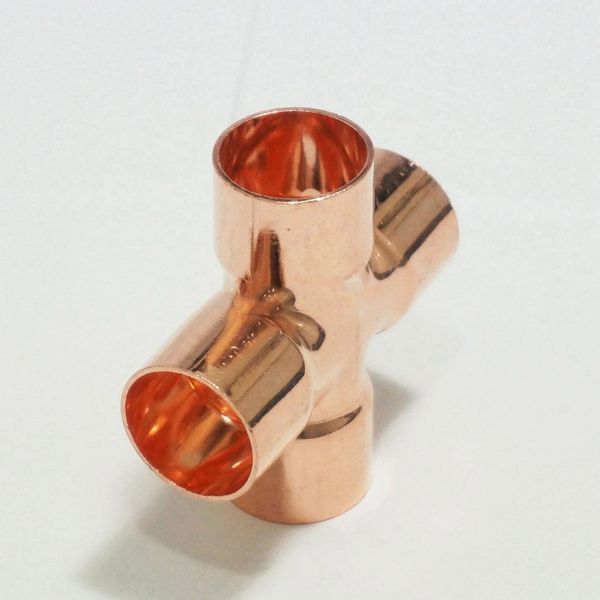 Copper End Feed Equal Copper Cross 4 Way Plumbing Pipe Fitting (15mm) (5)