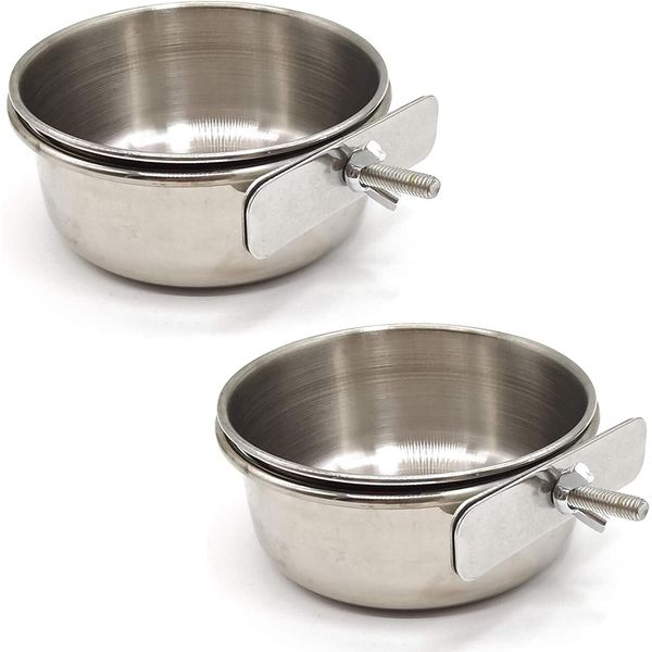 Ethical Stainless Steel Coop Cup, 10-Ounce (2 Pack) Bird Feeder Bowl Dishes