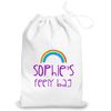 Busy Hands & Feet Personalised White Feely Bag Drawstring Bag (Purple Text)
