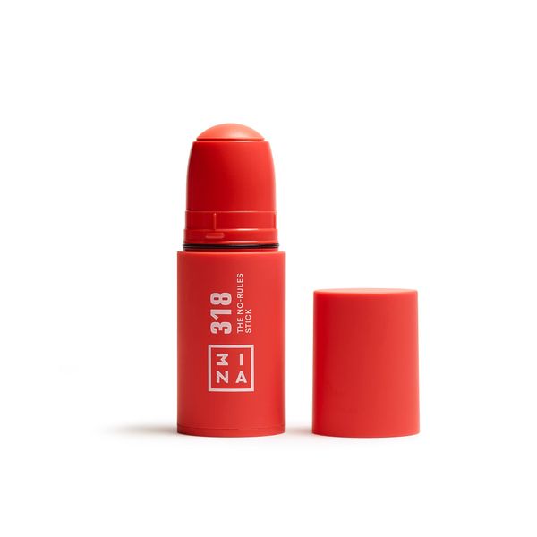 3INA MAKEUP - The No - Rules Stick 318 - Coral Blush Stick Matte for Sensitive Eyes Lips & Cheeks with Hyaluronic Acid - Cream Blush for a Natural Finish - Vegan - Cruelty Free