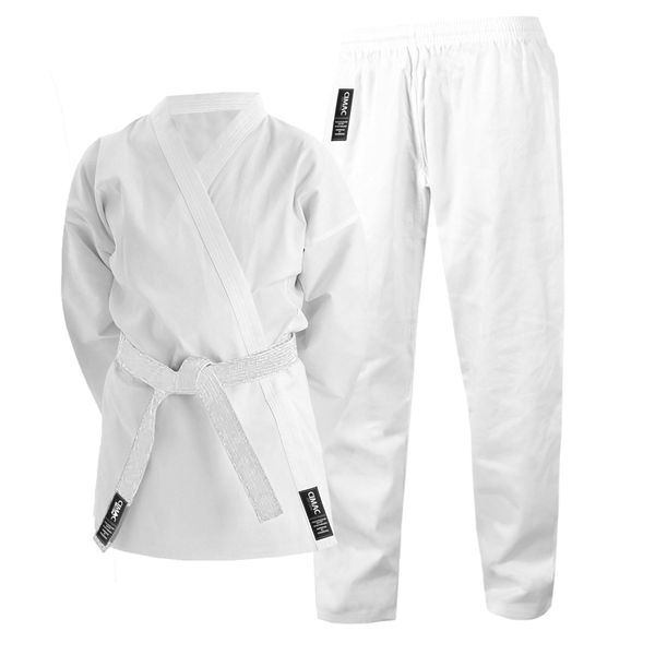 Cimac Karate Gi | Adult, Kids, White Student Training & Sparring Uniform 7oz Suit, Lightweight Polycotton Martial Arts Uniform With Elasticated Waistband With White Belt Sizes 100cm- 200c